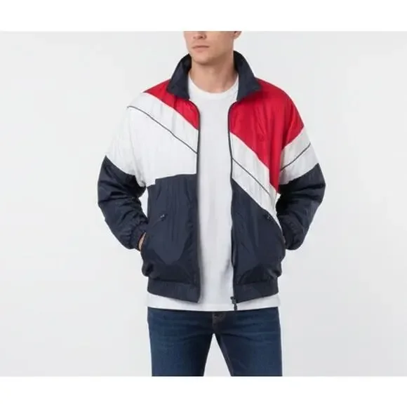 Vtg 90s Fred Perry Colorblock Track Jacket - Navy Red White - Men's M - Unisex